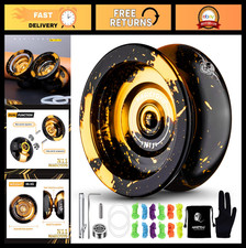Responsive  Unresponsive Yo-Yo for Kids  Adults, Glove, Bag, 12 Strings - Blac