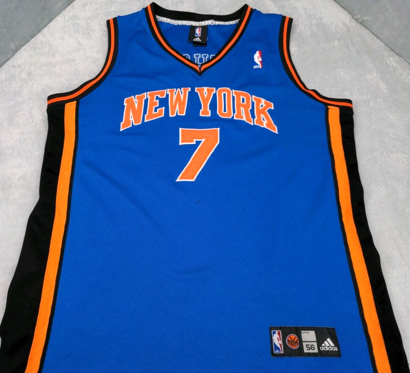 NBA Adidas New York Knicks Carmelo Anthony Jersey #7 Men's 46 in. Sewn Blue