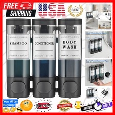 Elegant 3-Chamber Wall-Mounted Shampoo and Conditioner Dispenser - Black