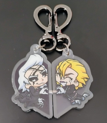 DCST Dr Stone Fanmade Keychain - Stanxeno/Xenostan Heart - 2'' - Gunmetal Clasp