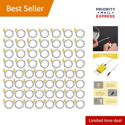 K Type Thermocouple Sensors - 60pcs, 3m, Compatible with TM902C, Quick Reading