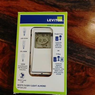 Leviton Decora 24 Hour Programmable Timer Switch, White (VPT24-1PZ)