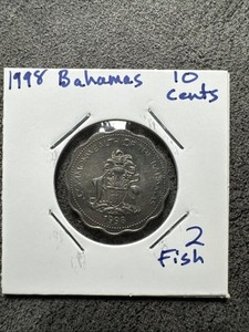 1998 Bahamas 10 Cents. 2 Fish. Non Magnetic.