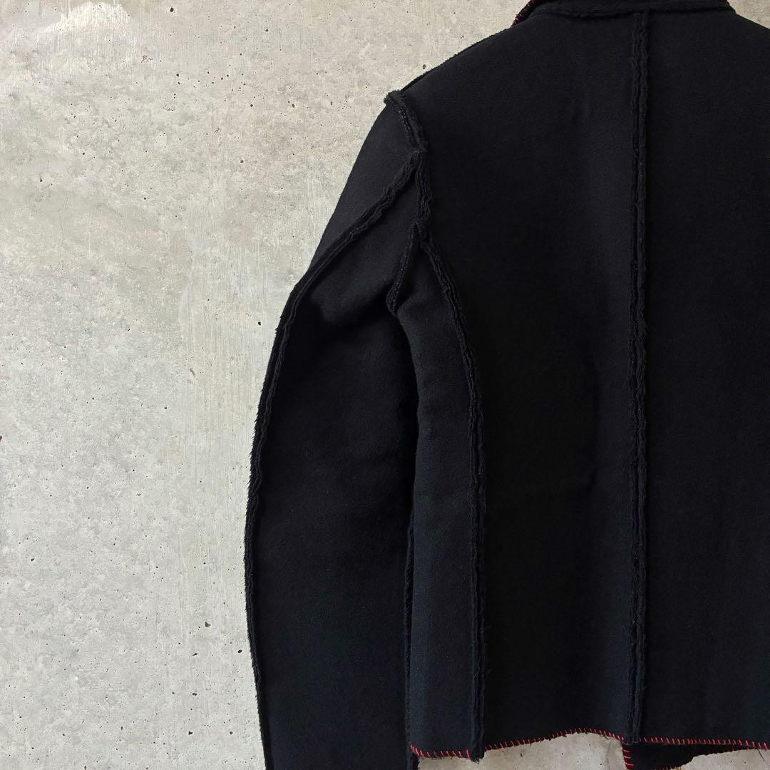 RAINMAKER Wool Double Riders Jacket Black Red Sti… - image 8