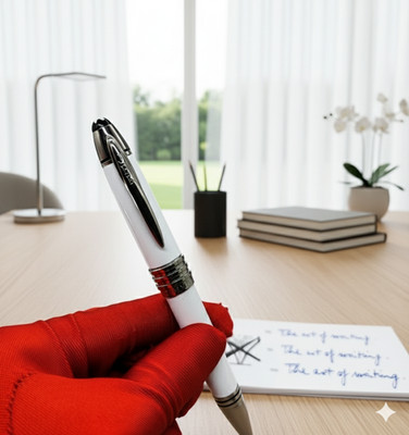 Montblanc JFK Special Edition White Ballpoint Pen Silver Trim New