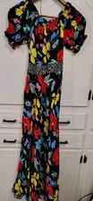 RIXO For Target Black Floral Off the Shoulder Puff Sleeve Maxi Dress Size 2