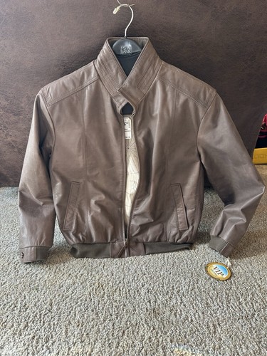NWT Jos. A. Bank VIP Bomber Leather Jacket Size Large - $750 MSRP - Brown