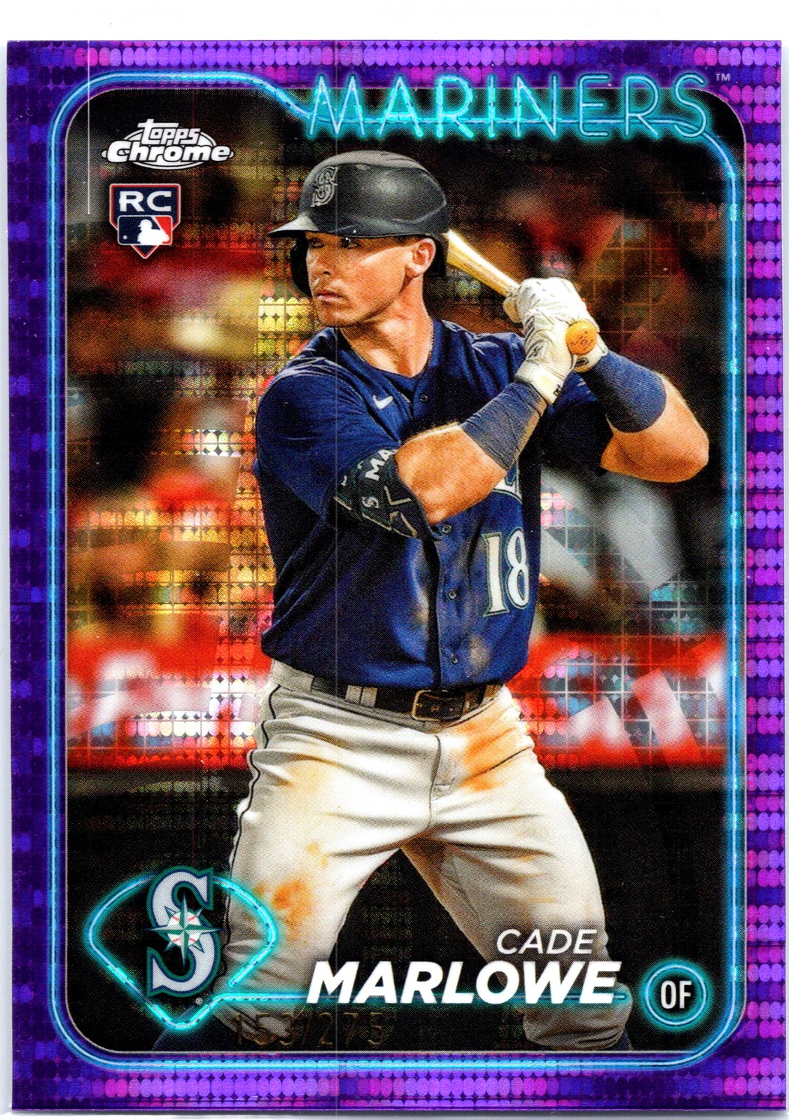 Cade Marlowe 2024 Topps Chrome #266 Purple Sonar Refractors Mariners #/275