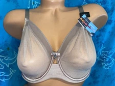 NWT Curvy Couture 1311 Beige Bark Sexy  Sheer Mesh Unlined Underwire Bra 36DD