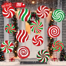 12 Pcs 10" Double-Sided Christmas Candy Cane Ornaments for Indoor/Outdoor Decor