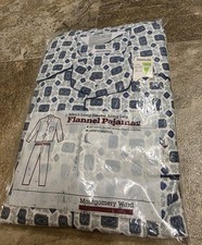 80's Vintage Montgomery Ward Flannel Pajama Set PJs Long Sleeve Pants Large NWT
