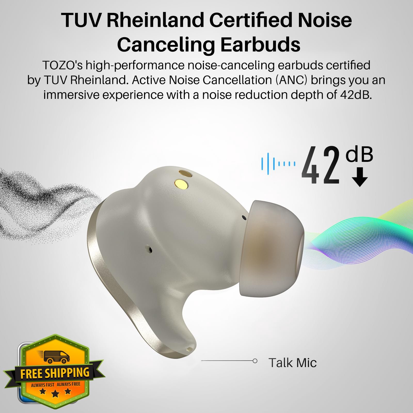 TOZO Golden X1 Earbuds Champagne LDAC Hi-Res ANC Balanced Armature thumbnail 3