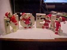 4 Vintage Japan Christmas NOEL Letters Candle Holder Figurine Set w/ Santa Kids