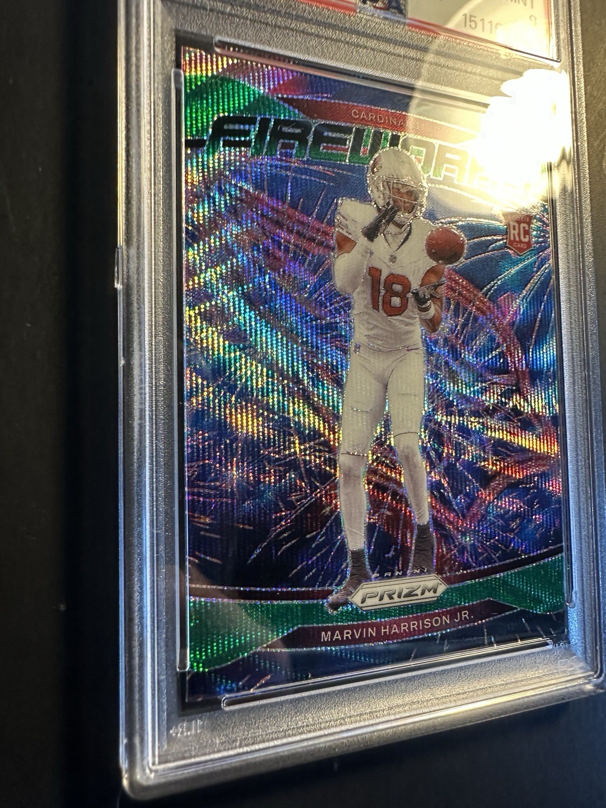 2024 PANINI PRIZM FIREWORKS GREEN WAVE #20 MARVIN HARRISON JR PSA 9 view 11