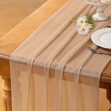 4 PCS Nude Gauze Table Runner 10ft Chiffon Like Wedding Bridal Shower