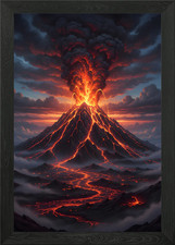Listing image for Volcano Eruption Landscape Framed Wall Art Poster Canvas Print Picture