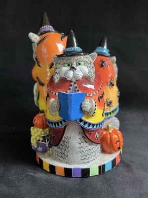 Fitz & Floyd Kitty Witches Figurine Cackle & Laugh Cats Halloween Decor Retired