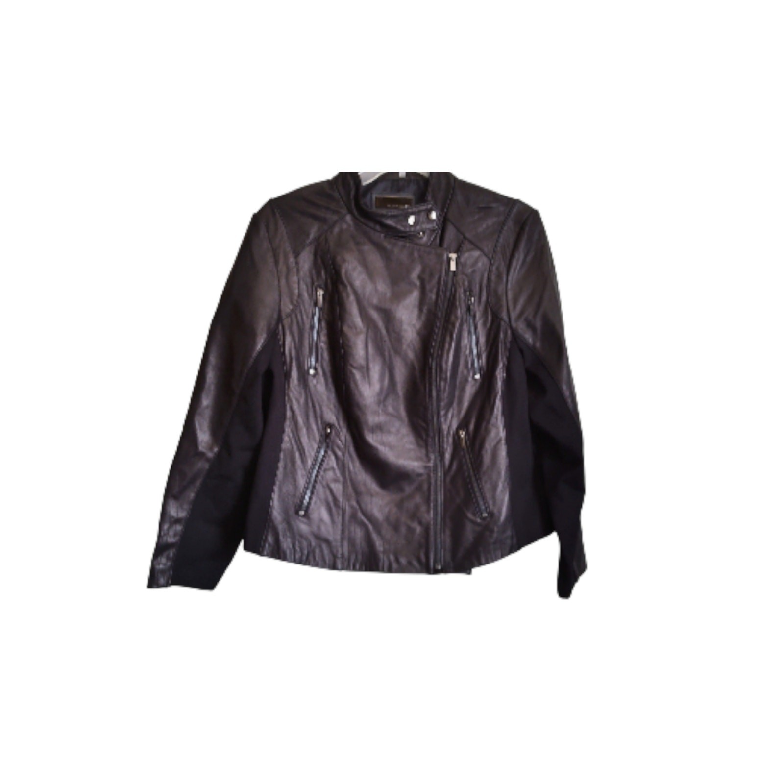 Women's Wilson Leather Jacket Size 2X Black Zip Up Classic Biker Style Coat Moto