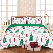 3 Piece Christmas Duvet Cover King Size, Christmas Tree Duvet Cover Set with ...