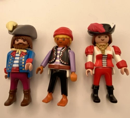 Lot Of 3 Vtg Playmobil Pirates.  Booklet Not Included
