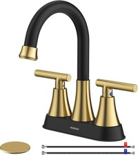 Dual Handle 360 Swivel Black  Gold Bathroom Faucet with Water Saving Design