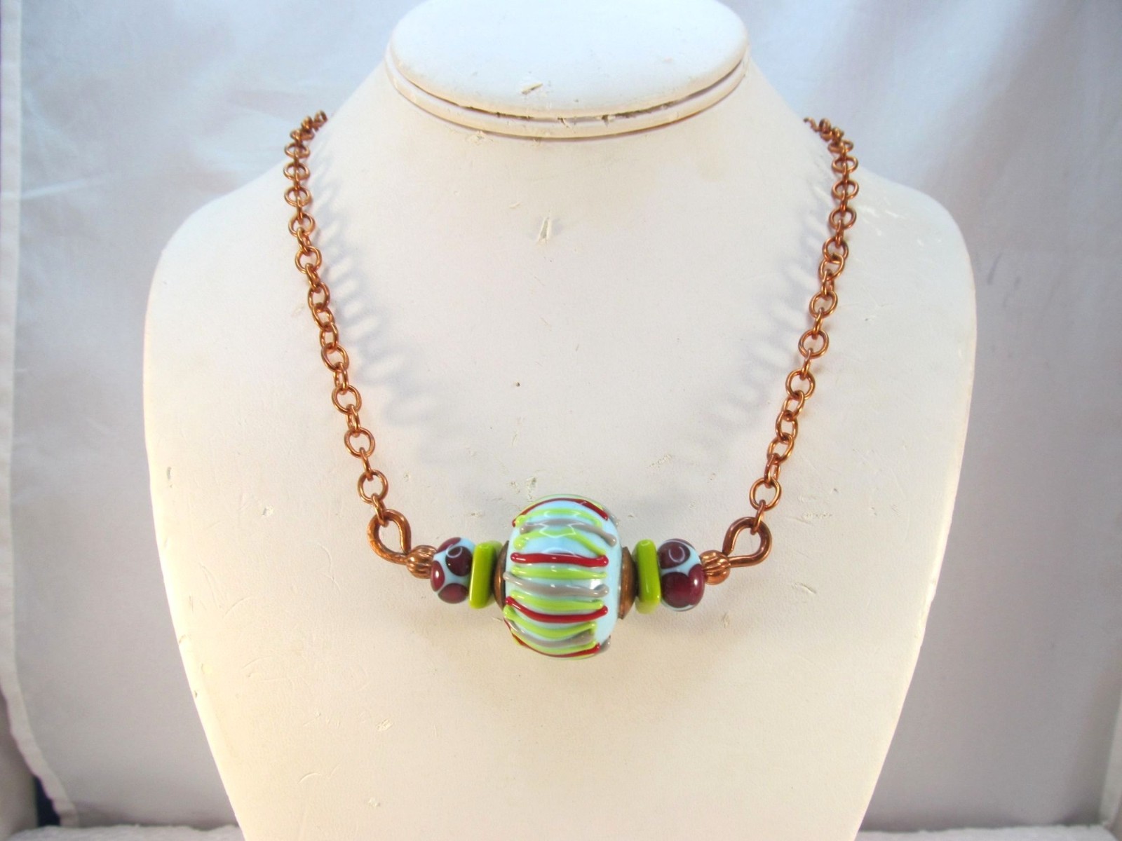 Handcrafted Large Lampwork Glass Statement Neckla… - image 1
