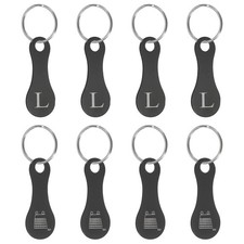 8Pcs Stainless Steel Shopping Trolley Token, Black Letter l Grocery Cart