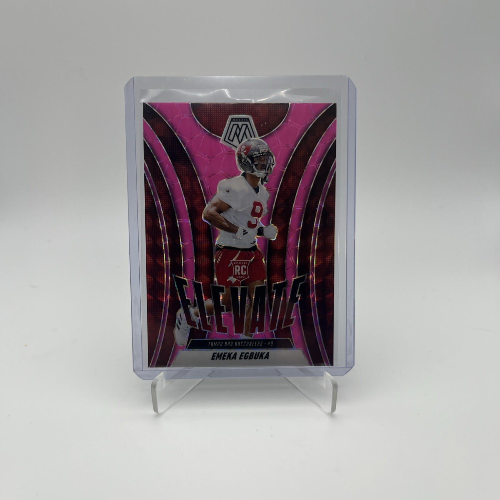 2025 Panini Mosaic - Elevate Emeka Egbuka #2 Mosaic Pink Fluorescent Prizm (RC)
