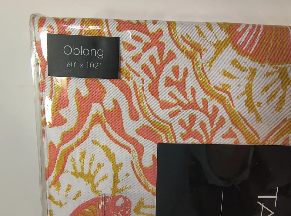 NEW Tahari Burnt Orange Tablecloth 60x102 Fall Seashell Beach Thanksgiving Decor - Image 2 of 4