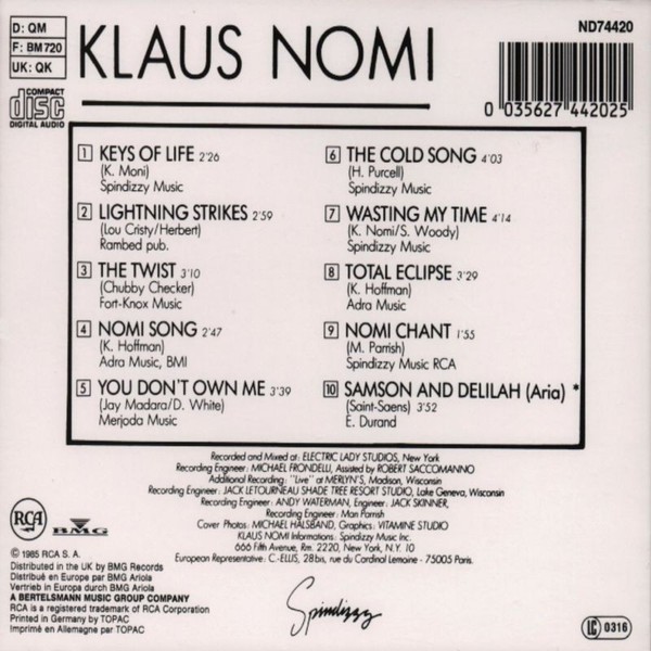 Klaus Nomi: Klaus Nomi: Klaus Nomi - - (Cd / K)-image