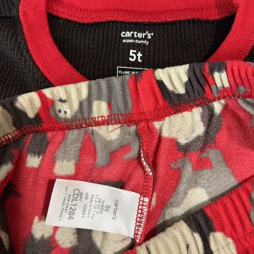 Carters Arizona Boys Pajamas Sleep Pants 4/5 5T Fleece Monkey Warm Cute O6 - Picture 4 of 6