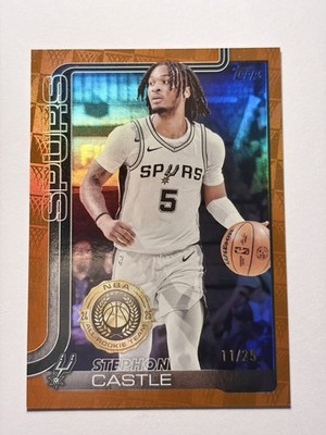 Stephon Castle #197 2025-26 Topps /25 San Antonio Spurs Orange Tip Off