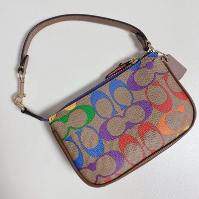Coach Rainbow Signature Nolita 15 Multi Wristlet Mini Bag DDP USA Shipping 4514