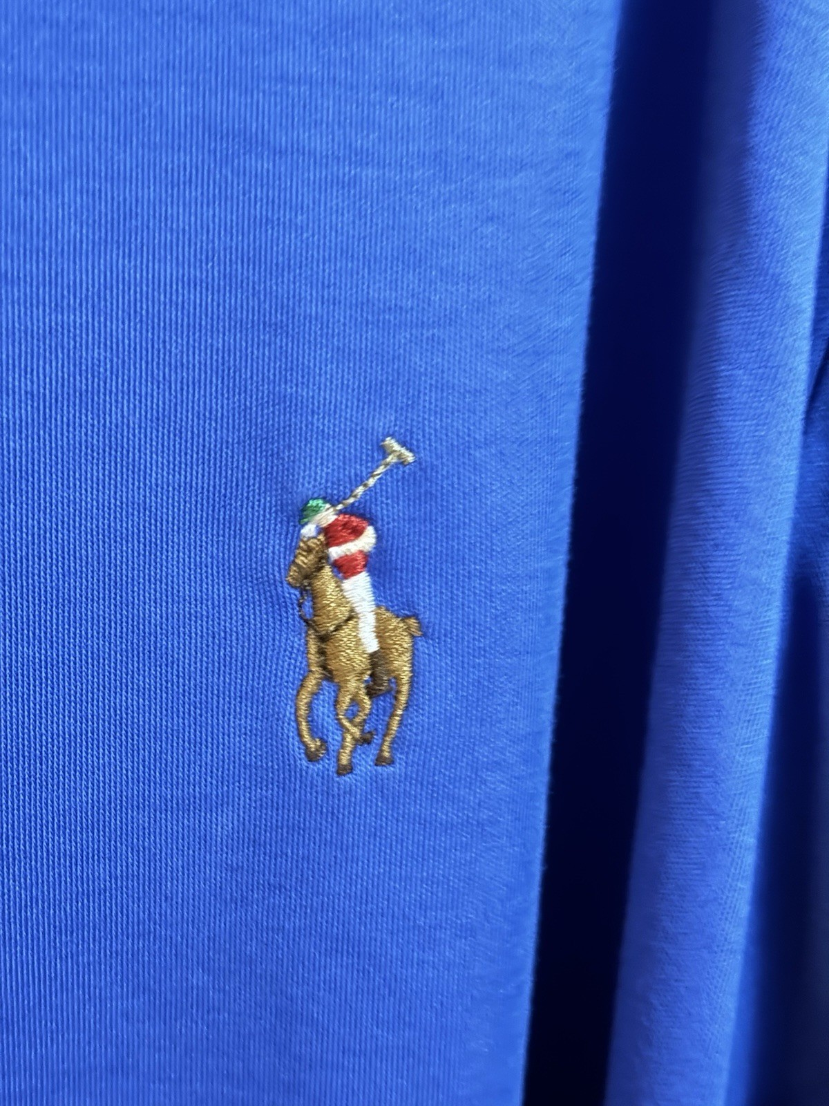 VINTAGE Ralph Lauren Polo Camicia Casual Uomo 2XB Blu Royal Carne Pony Morbida