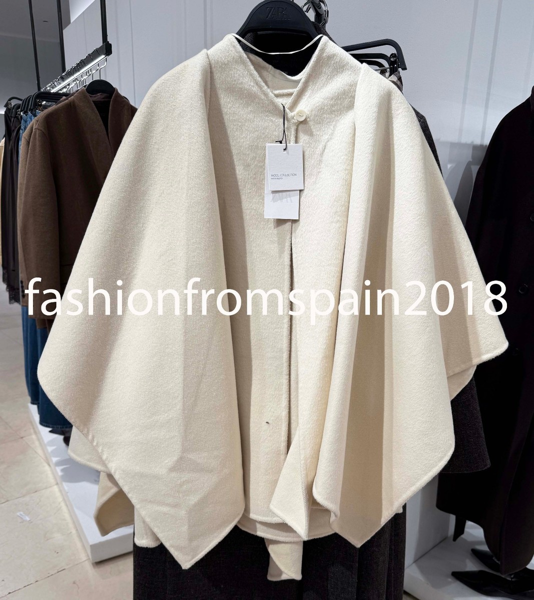 ZARA NEW WOMAN ZW COLLECTION WOOL BLEND CAPE COAT ECRU XS-XL 8491