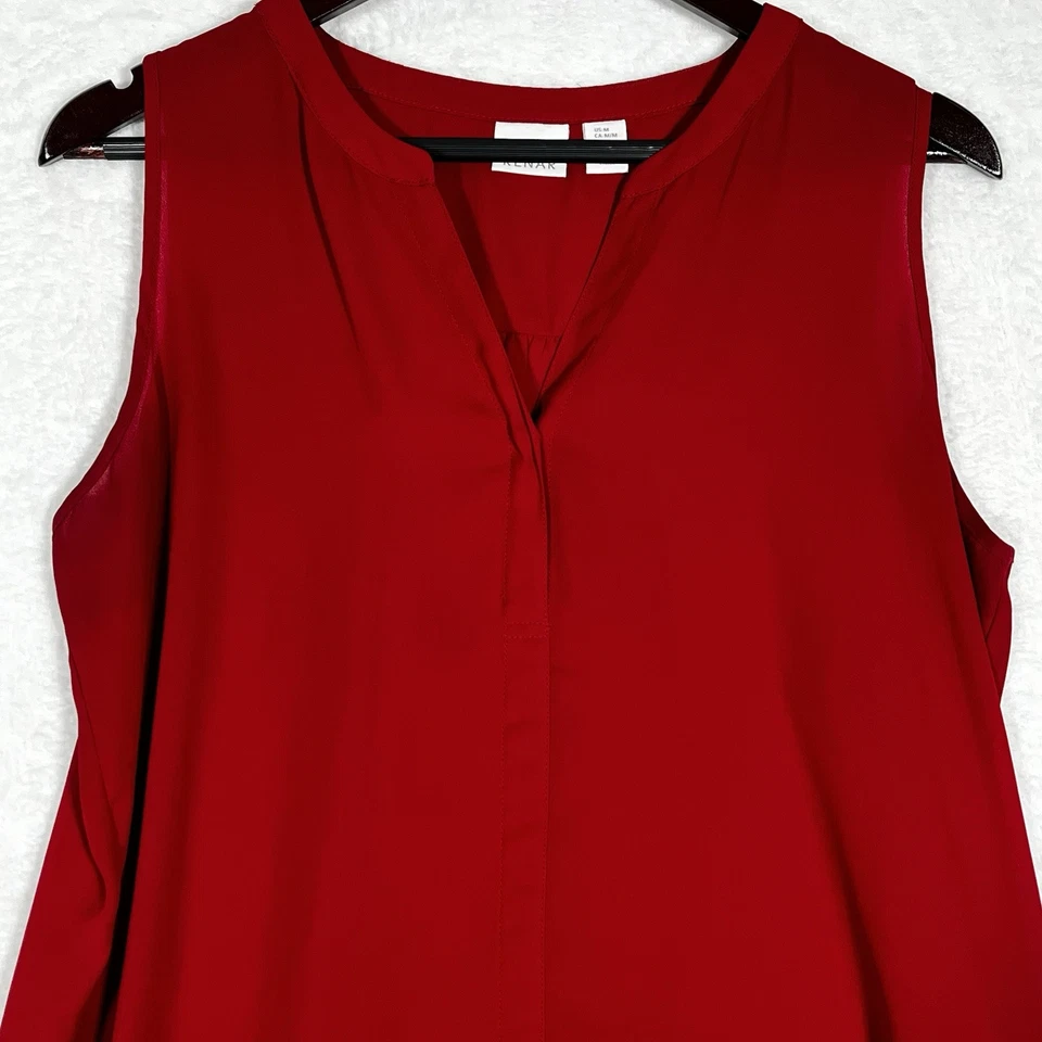 Kenar женщин карьера блузка стиль рубашка Sz M красный без рукавов бизнес бак опрятный - Изображение 2 из 4