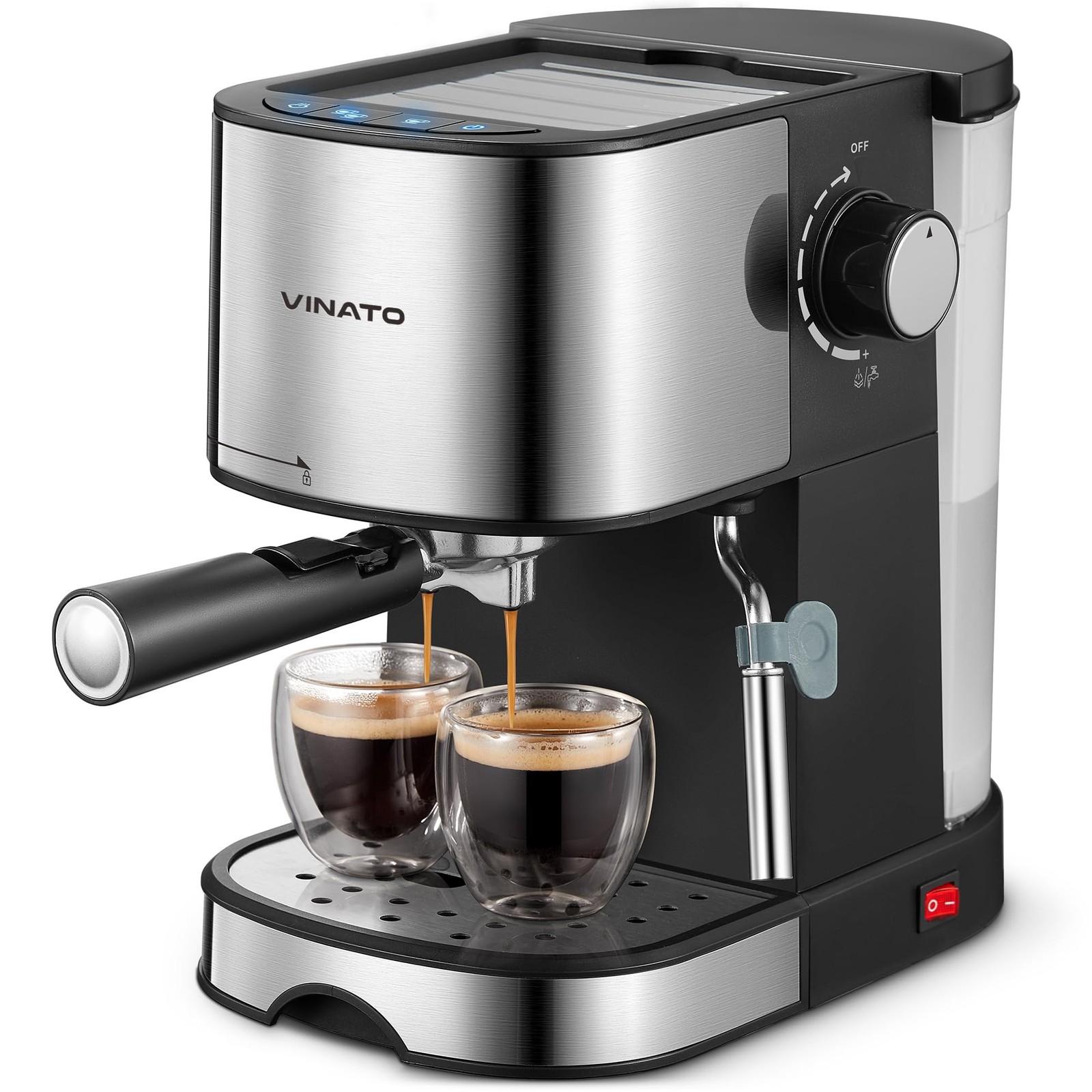 VINATO Caffettiera Espresso 15 Bar, Caffettiera Espresso con Montalatte (Y1R)