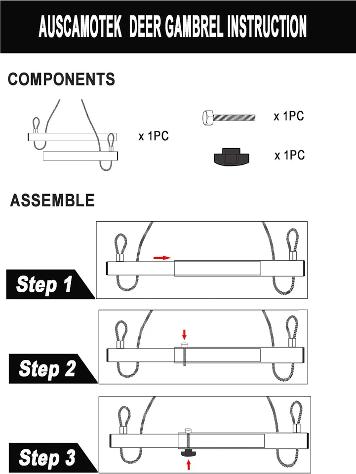 Gambrel for Deer Hoist Truck Hitch Tree Mounted Game Hanger Tripod Stand Lift Pu - Image 3 of 4
