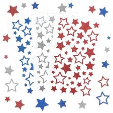 Patriotic Star Stickers, 9 Sheets Glitter Red Blue Sliver Star Stickers 4th o...