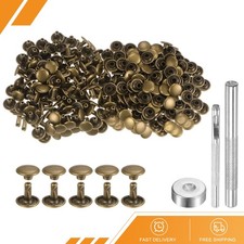 200 Set Leather Rivets 9mm x 8mm Metal with 3 Setter Tool Bronze