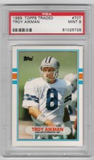 1989 Topps Traded Football #70T Troy Aikman Rookie Card RC PSA 9