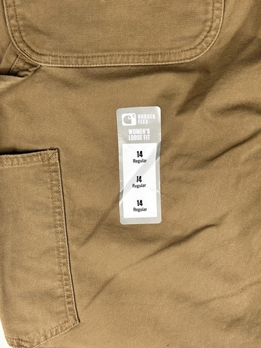 Carhartt Pants Womens Sz 14 Beige Carpenter Loose Fit Straight Leg 102080-257 - Picture 8 of 10