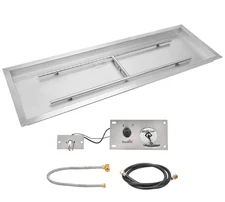 Stanbroil 48 x 14 Inch Drop-in Fire Pit Pan Kit - Natural Gas - Stainless Steel