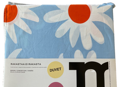 Marimekko~ KING~Duvet SET~1 duvet + 2 shams~OEKOTEX~Blue/White/Orange~3 pcs~NWT~