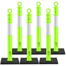 45 Inch Traffic Delineator Post Cones with Base, Green, 6 Pack | 10 LB Traffic P