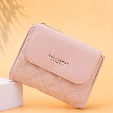 Women Leather Wallet Small Pocket Purse Credit Card Holder Change Purse Bag Pink