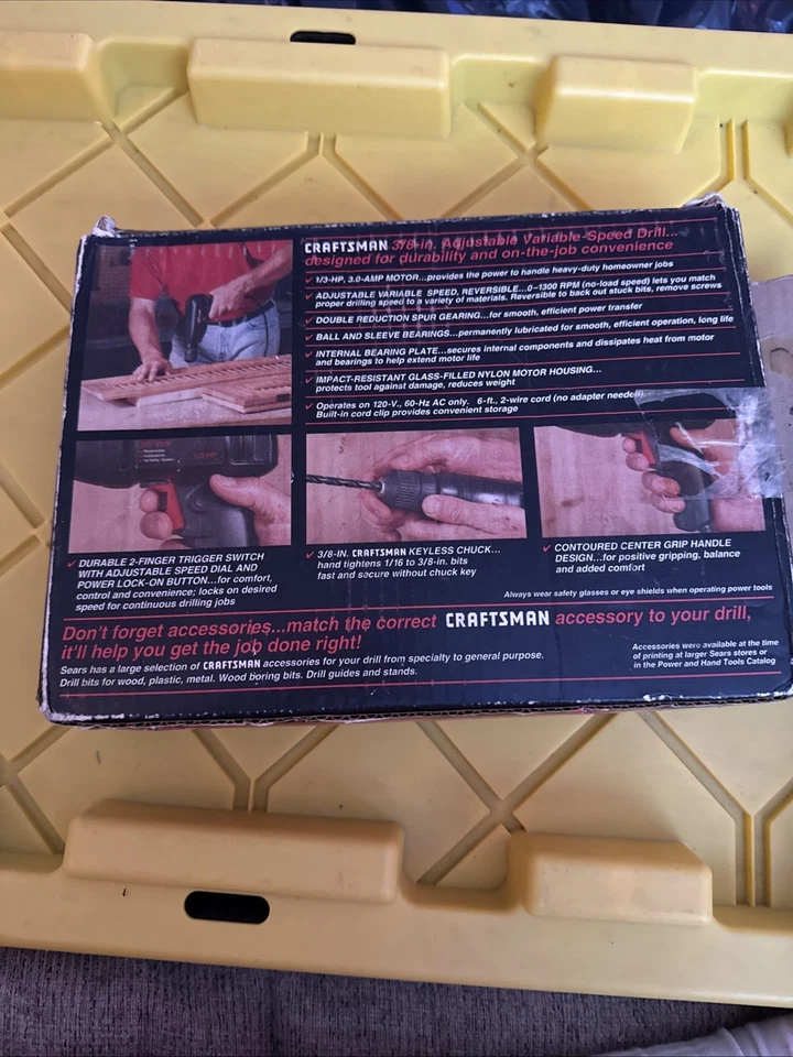 Broca reversível vintage Sears Craftsman 3/8 polegadas velocidade variável - Imagem 2 de 4