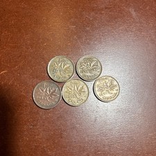 CANADA 5 X 1937 1941 1945 1947 1948 ONE CENT  (KING GEORGE VI)  FREE SHIPPING