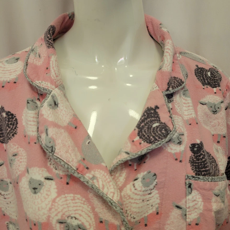 Munki Munki 睡衣套装女式大号粉色羊黑色 70% 竹法兰绒裤 — 第 3/4 张图片