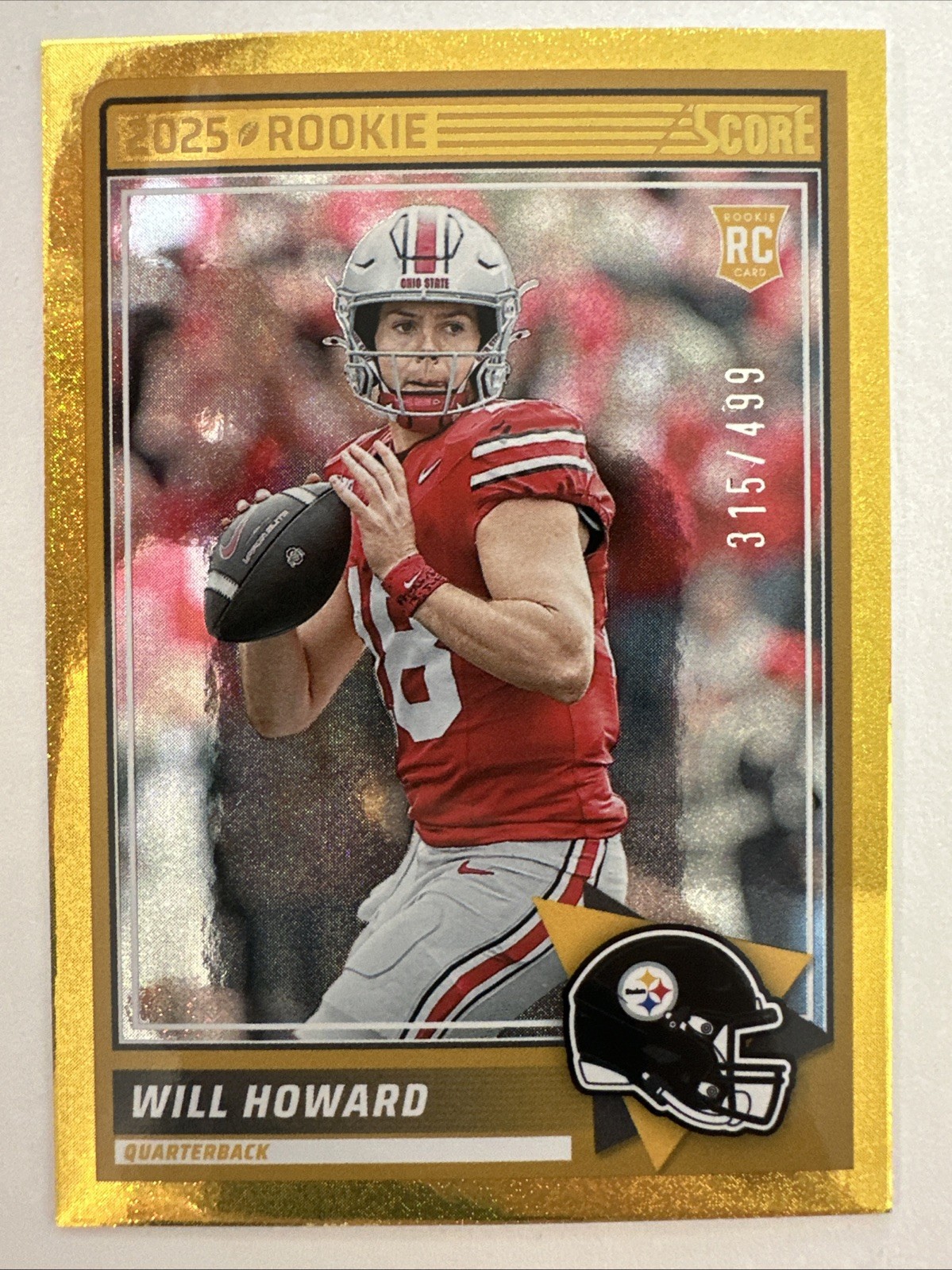2025 Panini Score Will Howard #3 Gold Shimmer /499 OSU/Steelers - TCCCX